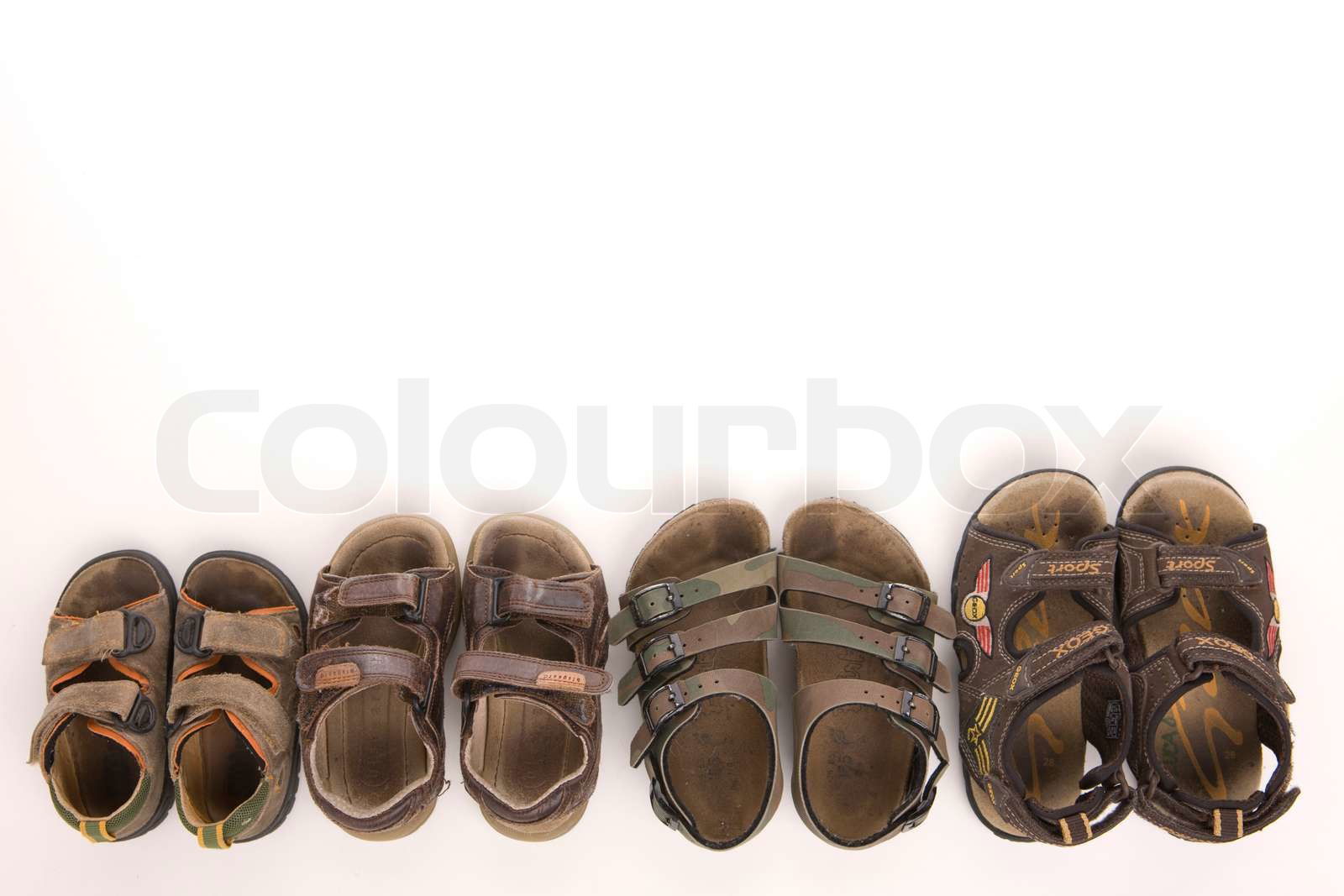 Top view of a used sandal for men Colourbox