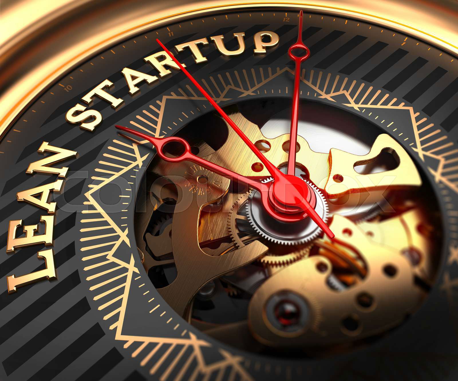 Business Startup on Black Golden Watch Face with Closeup Vie Colourbox