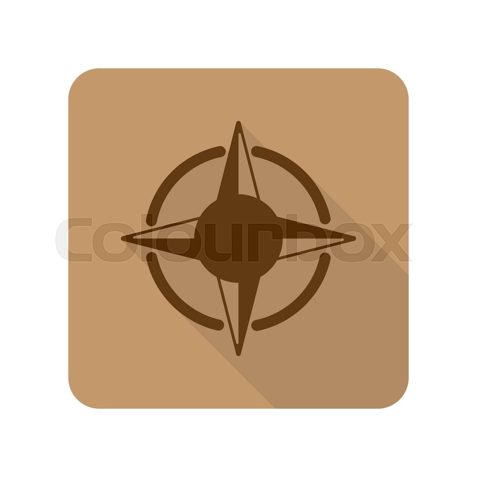 Flat style Compass web app icon on light brown background Colourbox
