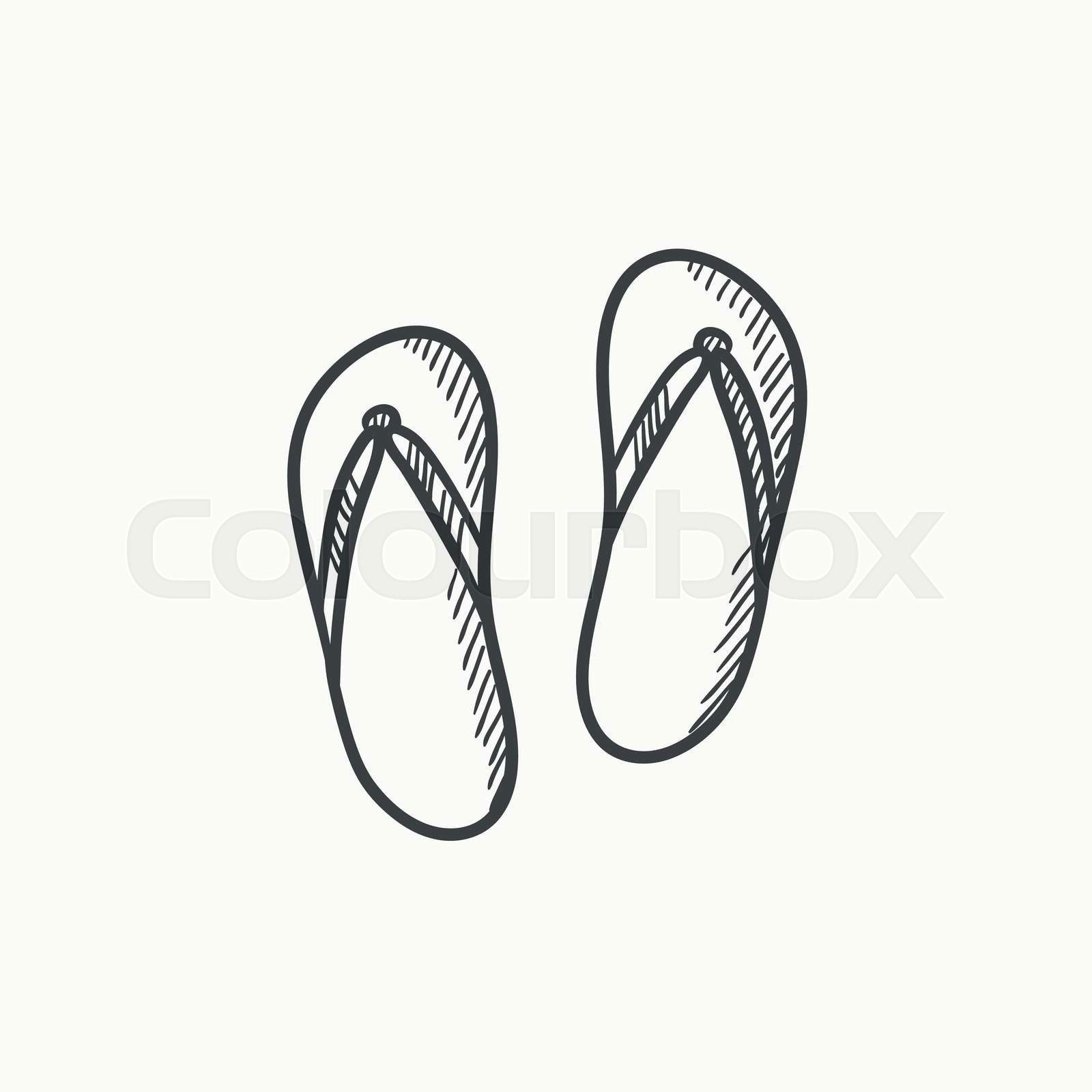 Beach slipper vector sketch icon isolated on background. Han Colourbox