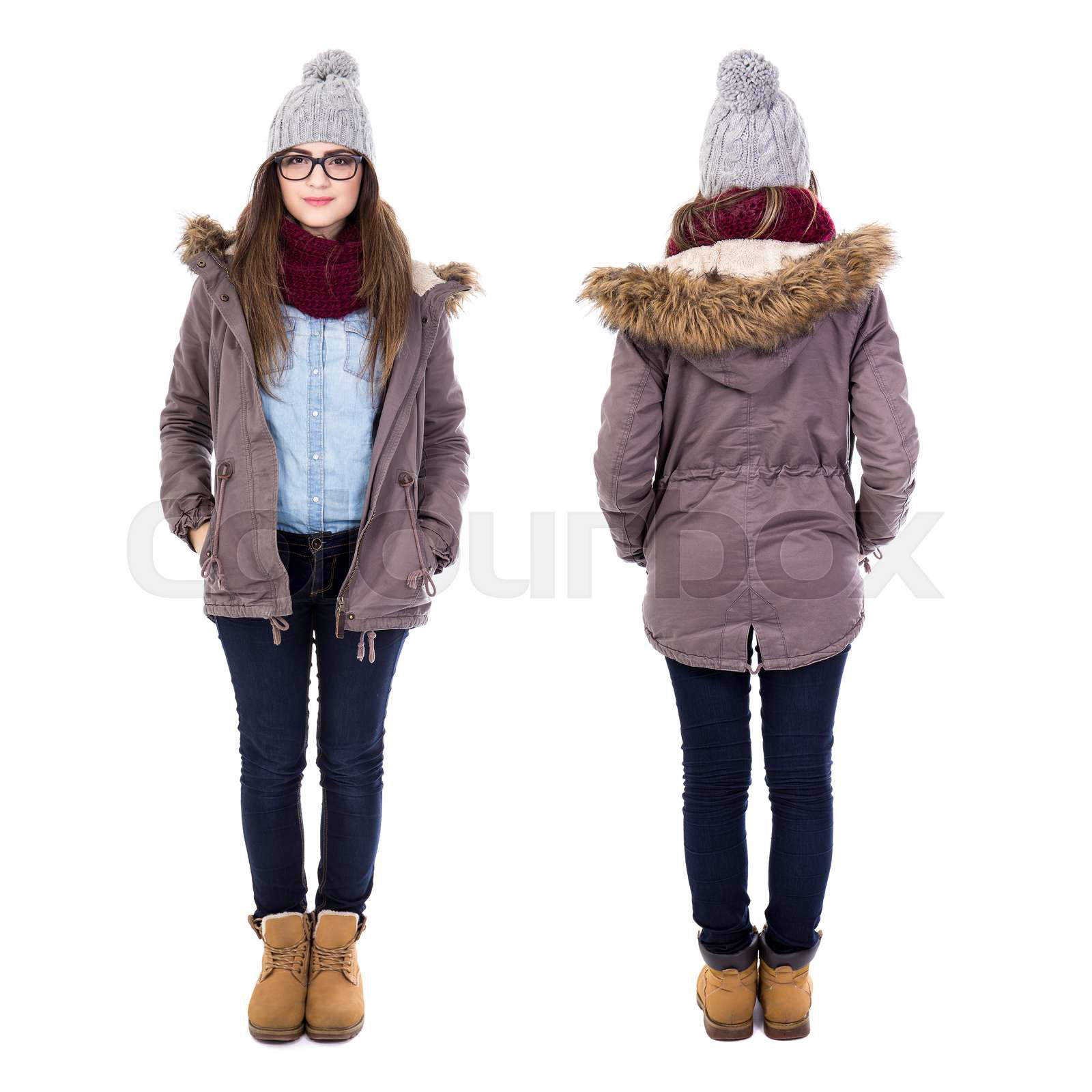 Woman in winter clothes sales