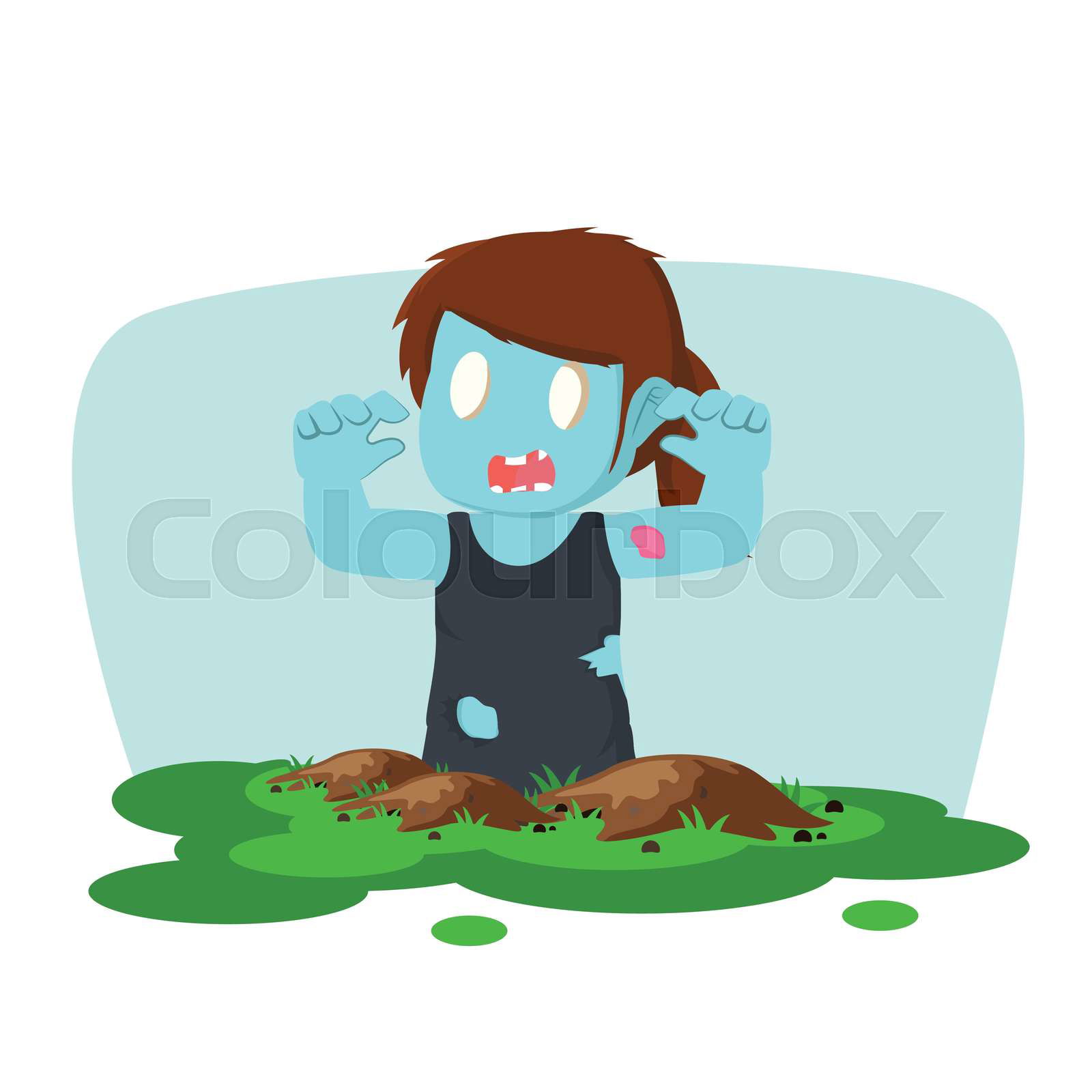 Four cartoon zombies. Vector illustration with simple gradie