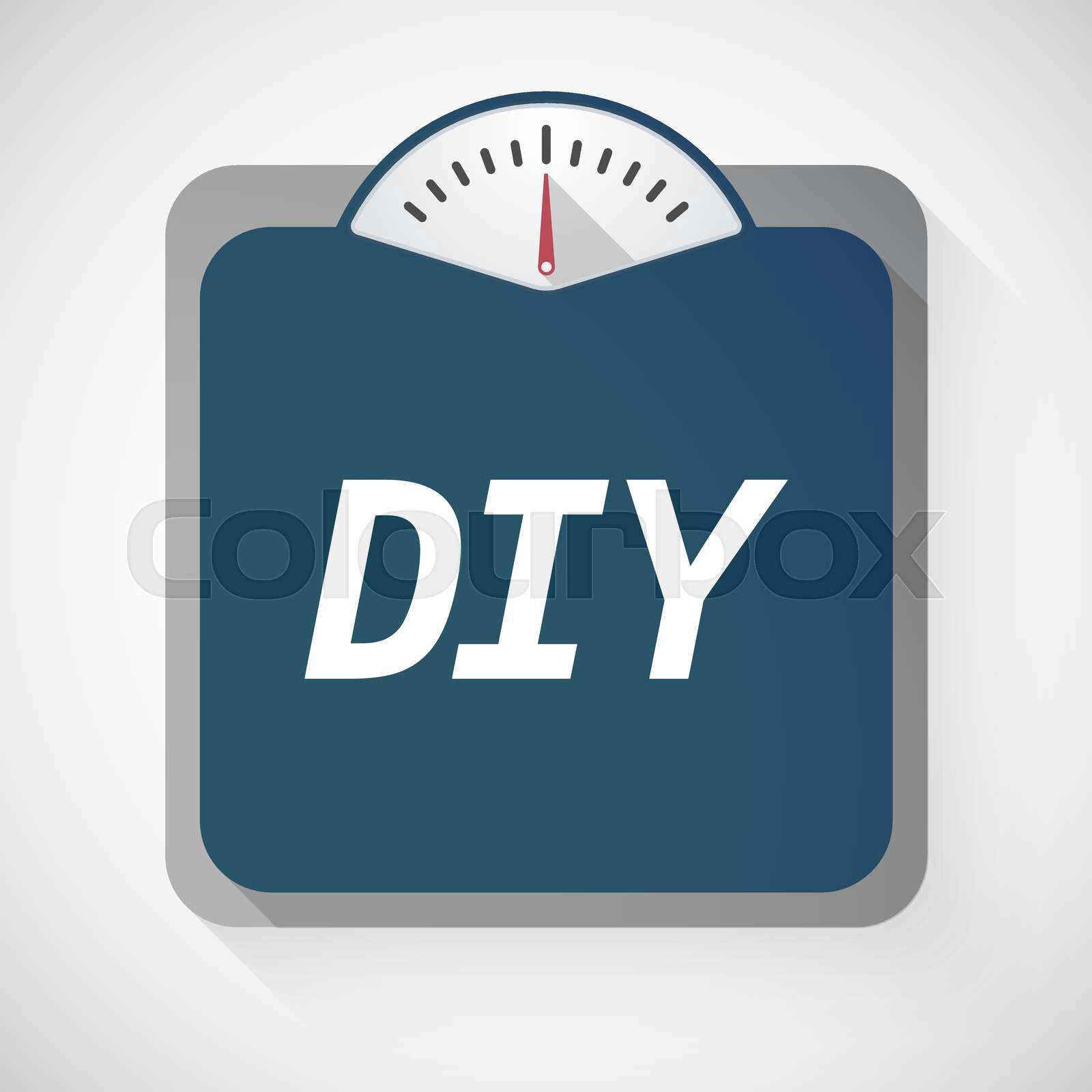 Illustration of an isolated weight scale with the text DI Colourbox
