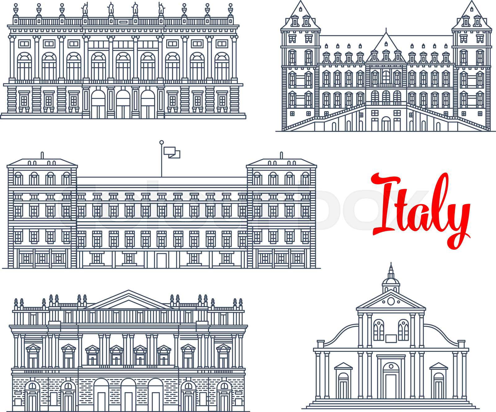 品質は非常に良い Italy famous architecture symbols and sightseeing buildings アート・デザイン・音楽