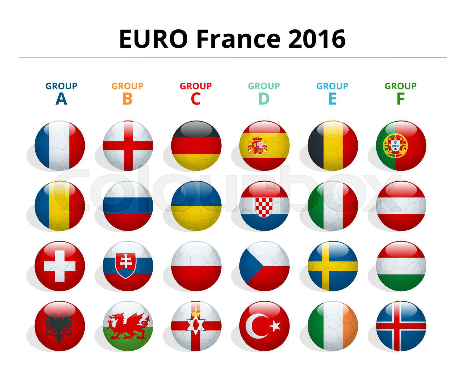 Euro 2016 in France. Flags of European countries participati Euro 2016 in France. Flags of European countries participati