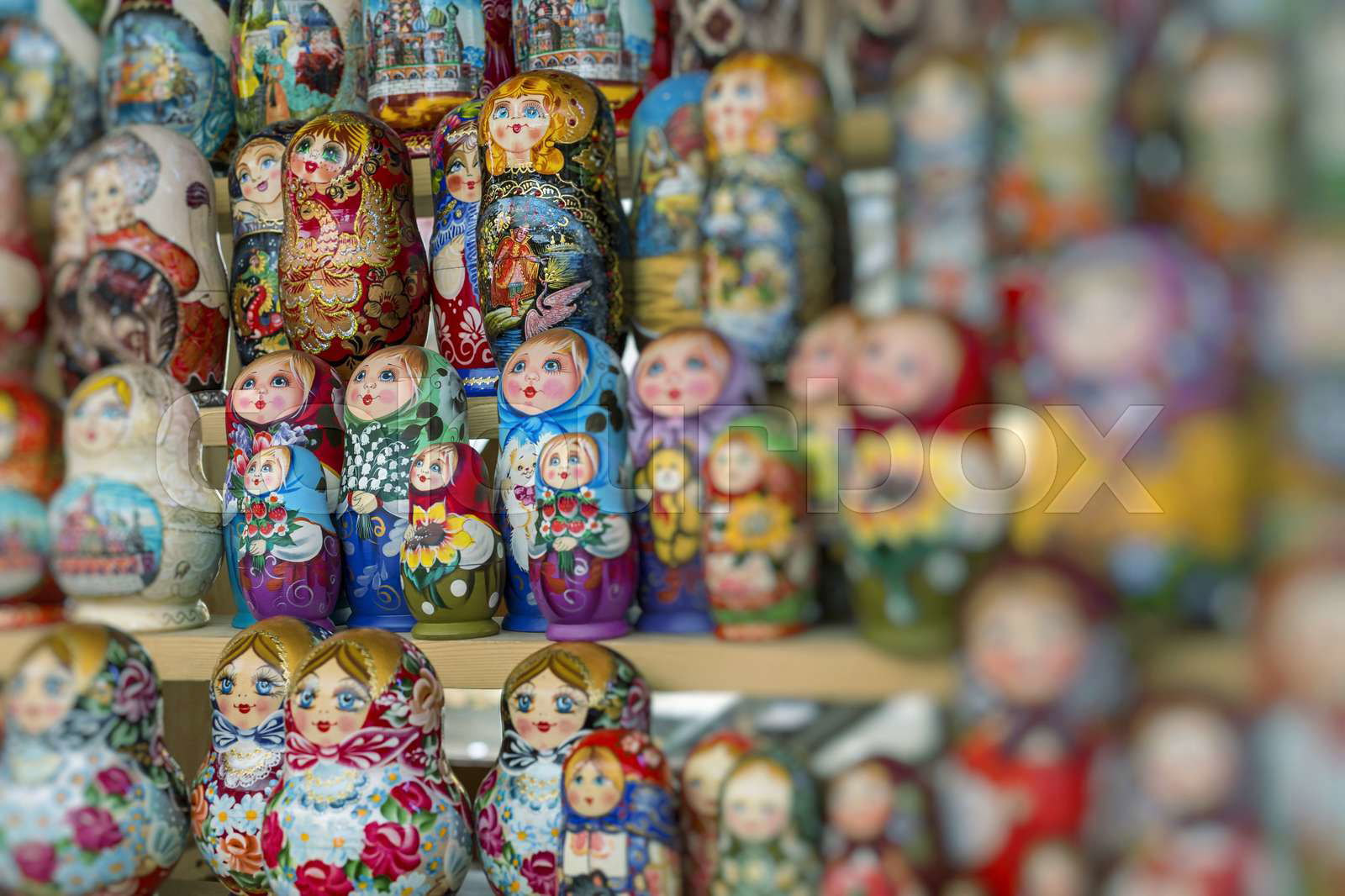 Very large selection of matryoshkas Russian souvenirs at the Colourbox