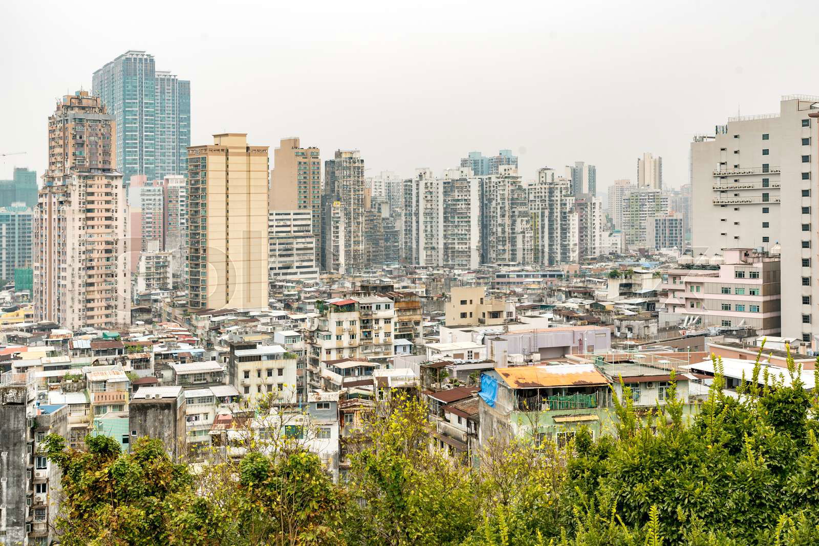 Macau old town cityscape skyline. Mocau now is part of China