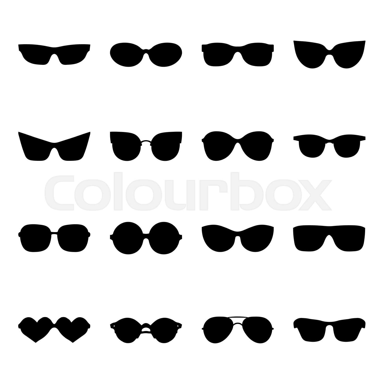 Big vector set of icons of different shapes sunglasses in tr Colourbox