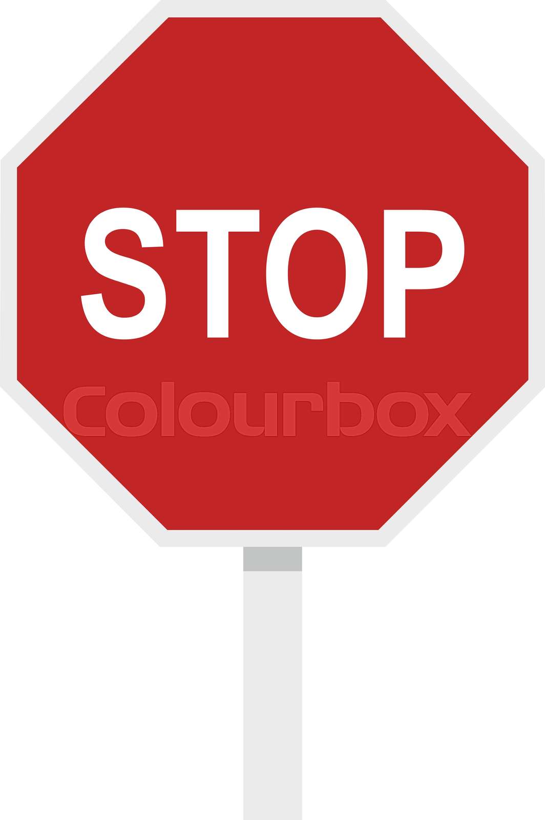 Red stop road sign icon in flat circle isolated vector illus