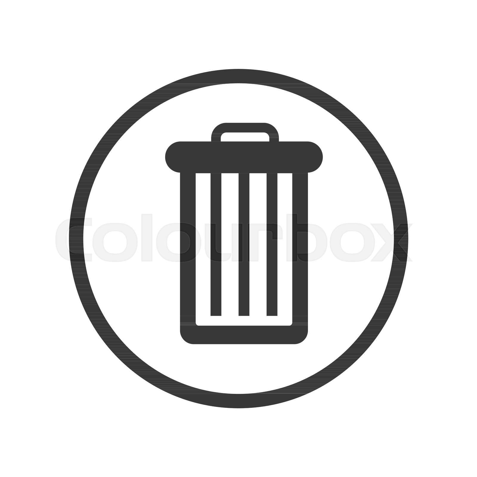 Trash bin icon iconic symbol inside a circle on white back Colourbox