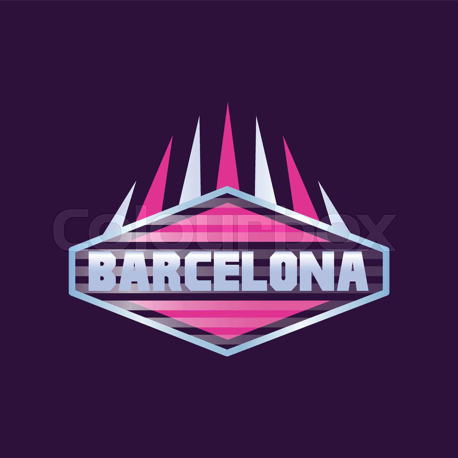 Barcelona city logo design in hexagon shape. Geometric icon