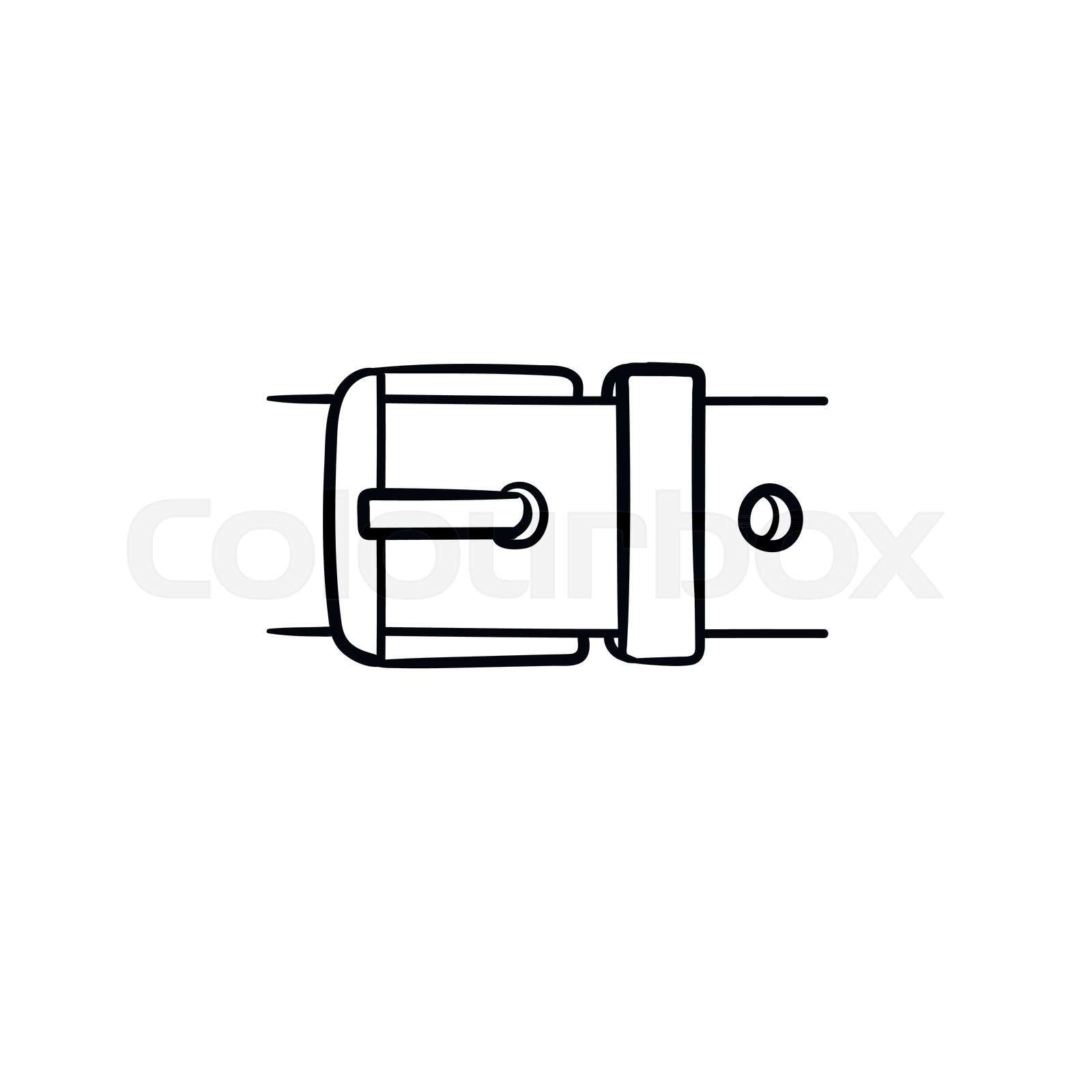 Belt buckle hand drawn outline doodle icon. Leather belt wit Colourbox