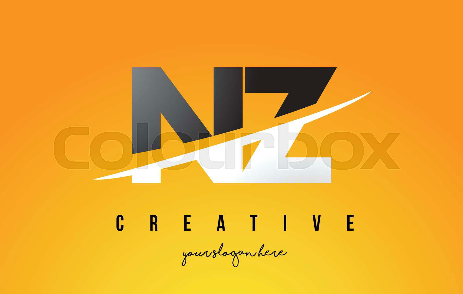 NZ N Z Letter Modern Logo Design with Swoosh Cutting the Mid