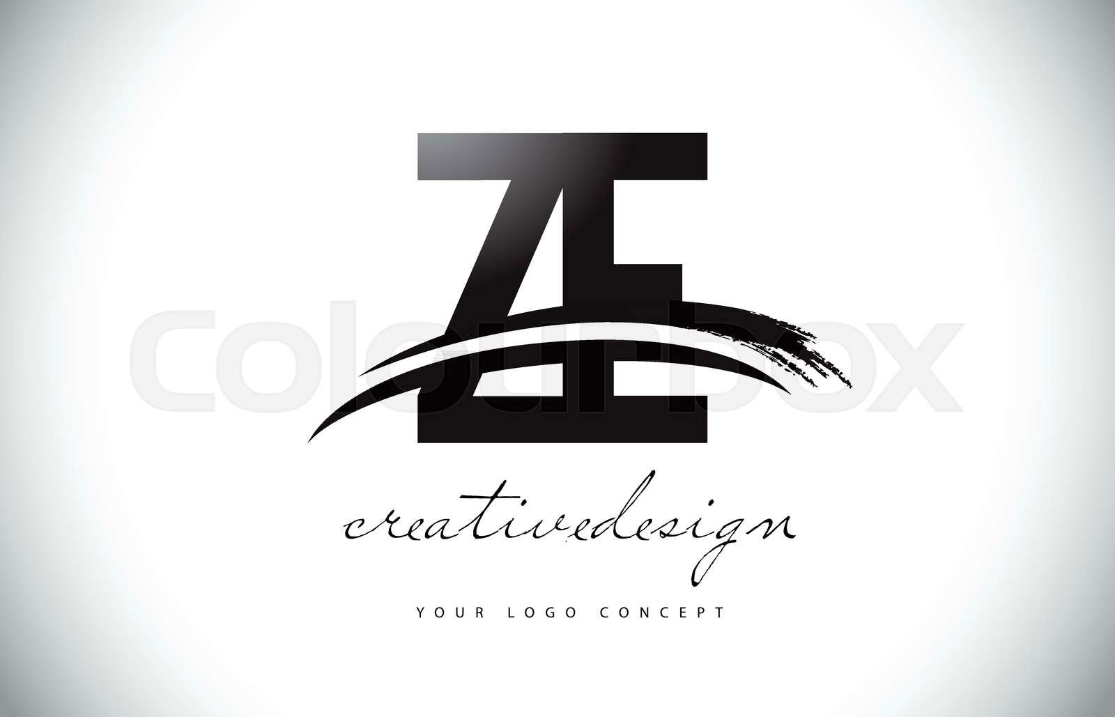 ZE Z E Logo Design with Black and White Creative Icon Text L | Colourbox