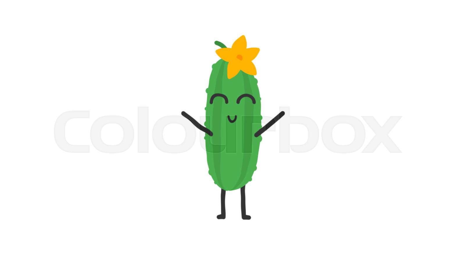 Cucumber funny character dances and smiles. Loop animation. Colourbox