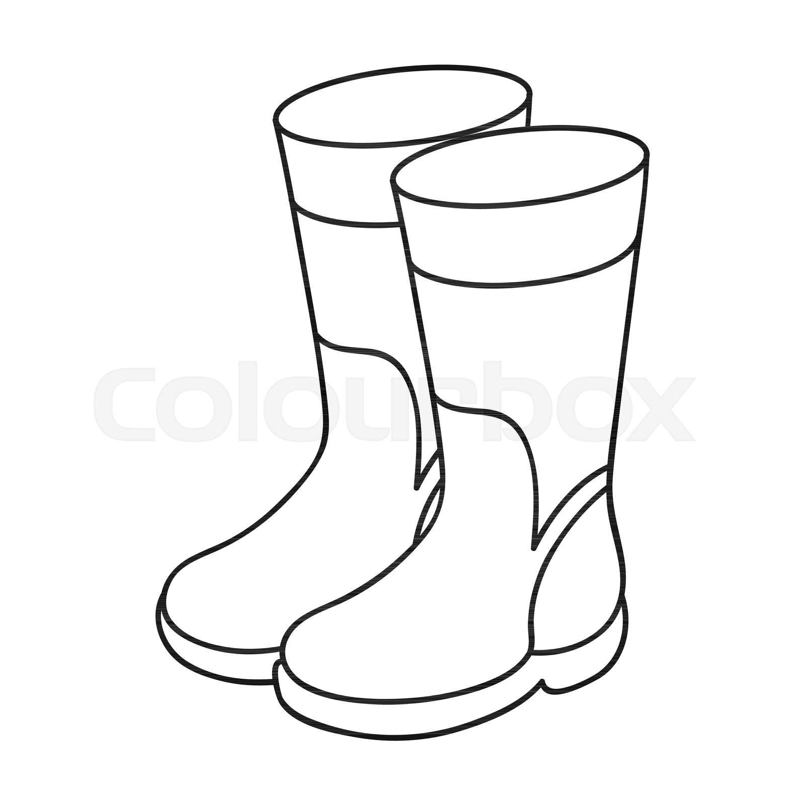 Rubber boots icon in outline design isolated on white backgr Colourbox