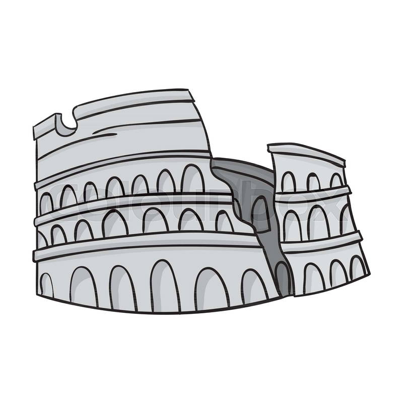 Colosseum in Italy icon in monochrome style isolated on whit 