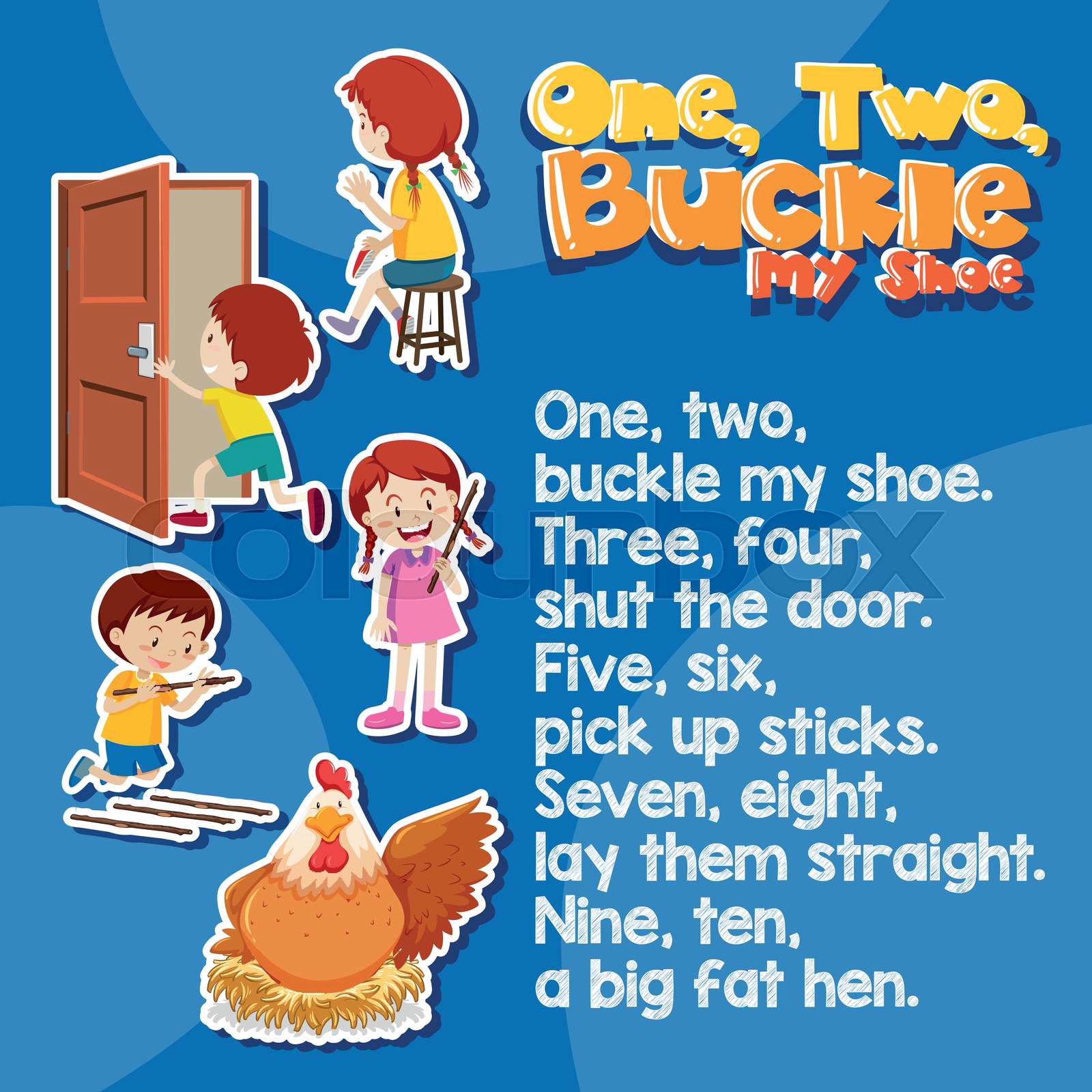 One two buckle my shoes song illustration Colourbox