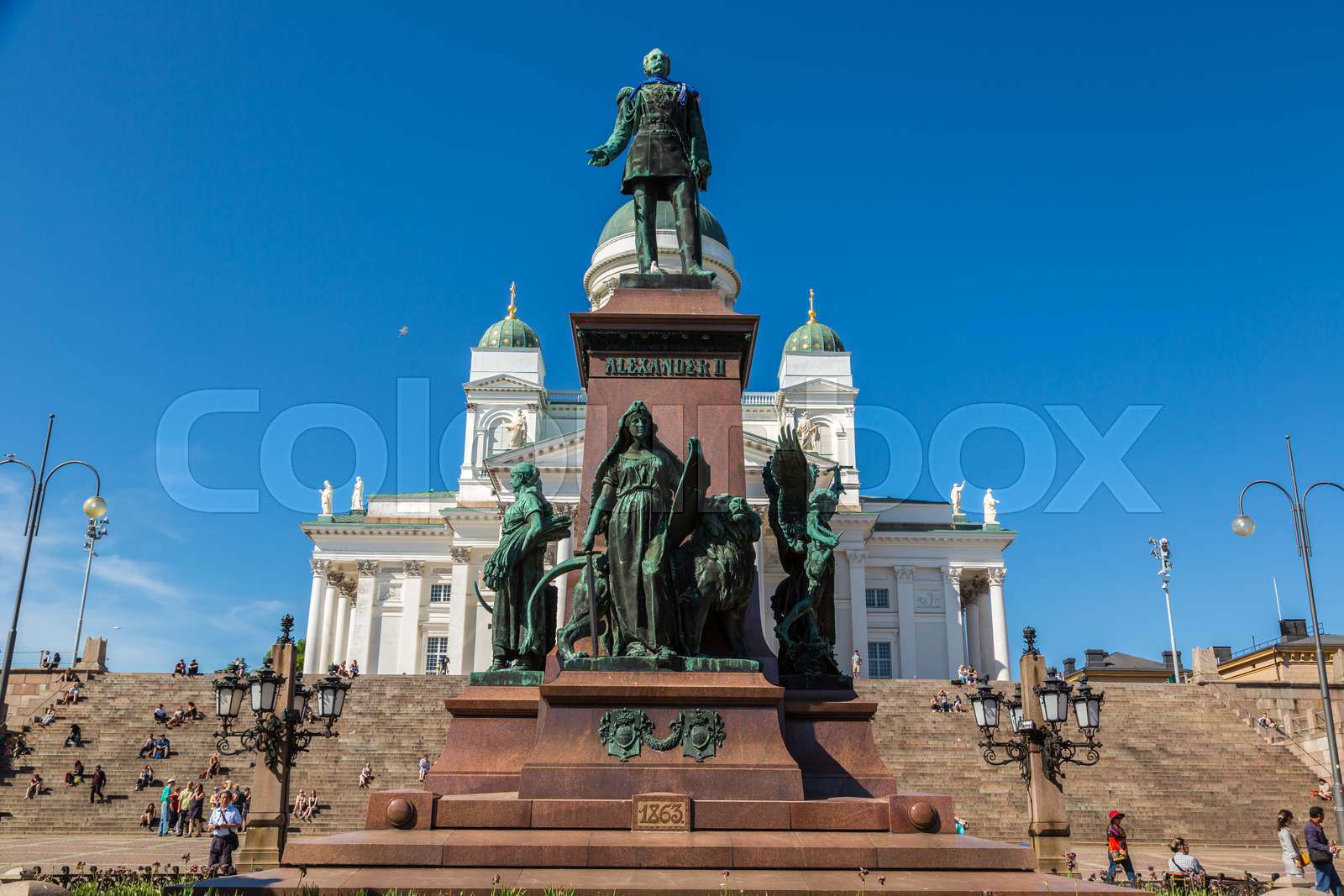 Helsinki, Finland - May 4. 2024: Helsinki Cathedral and tzar