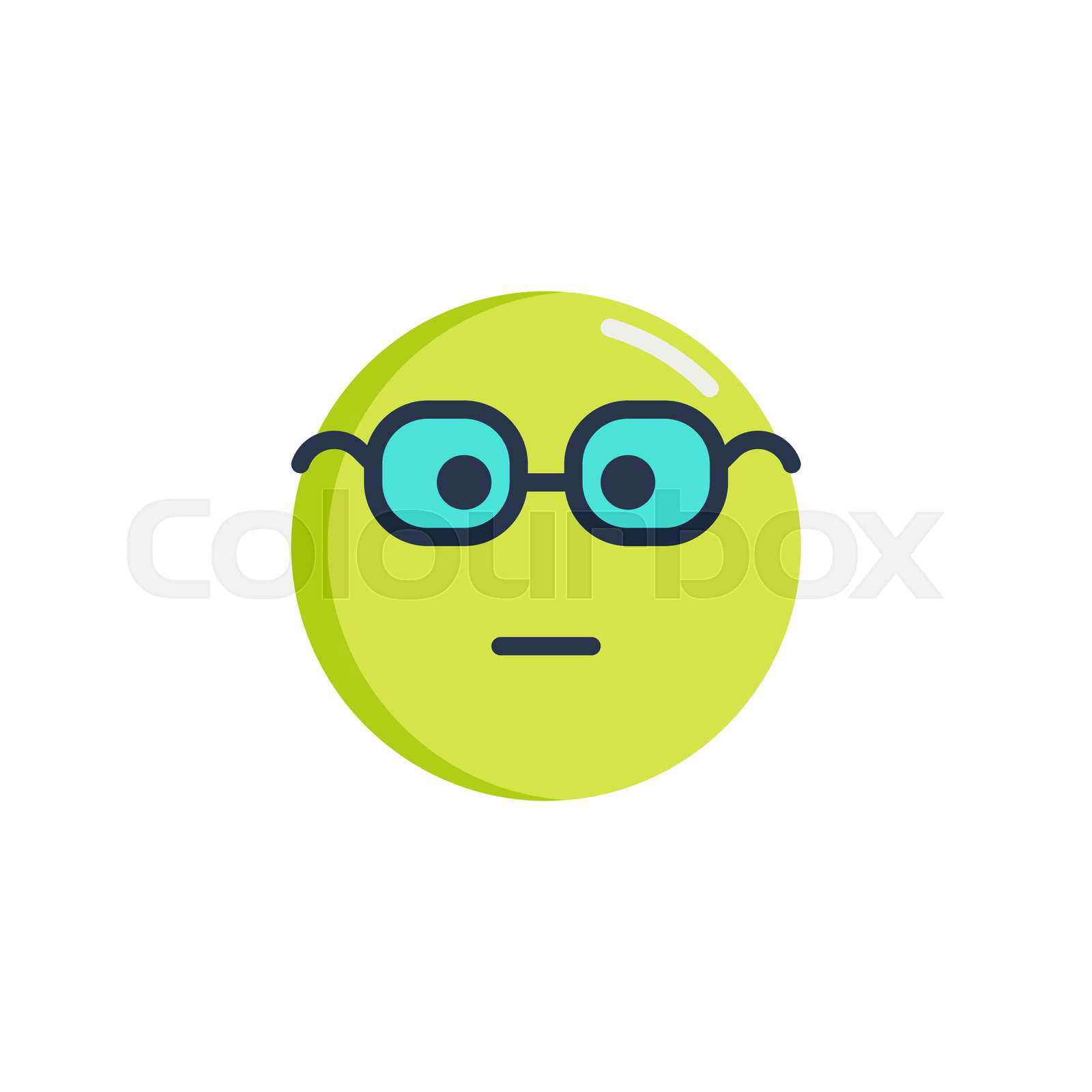 Nerd Face Emoji flat icon Cute Emoticon with Glasses vector Colourbox