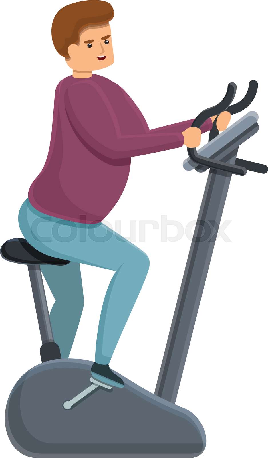 Fat man on exercise bike sales