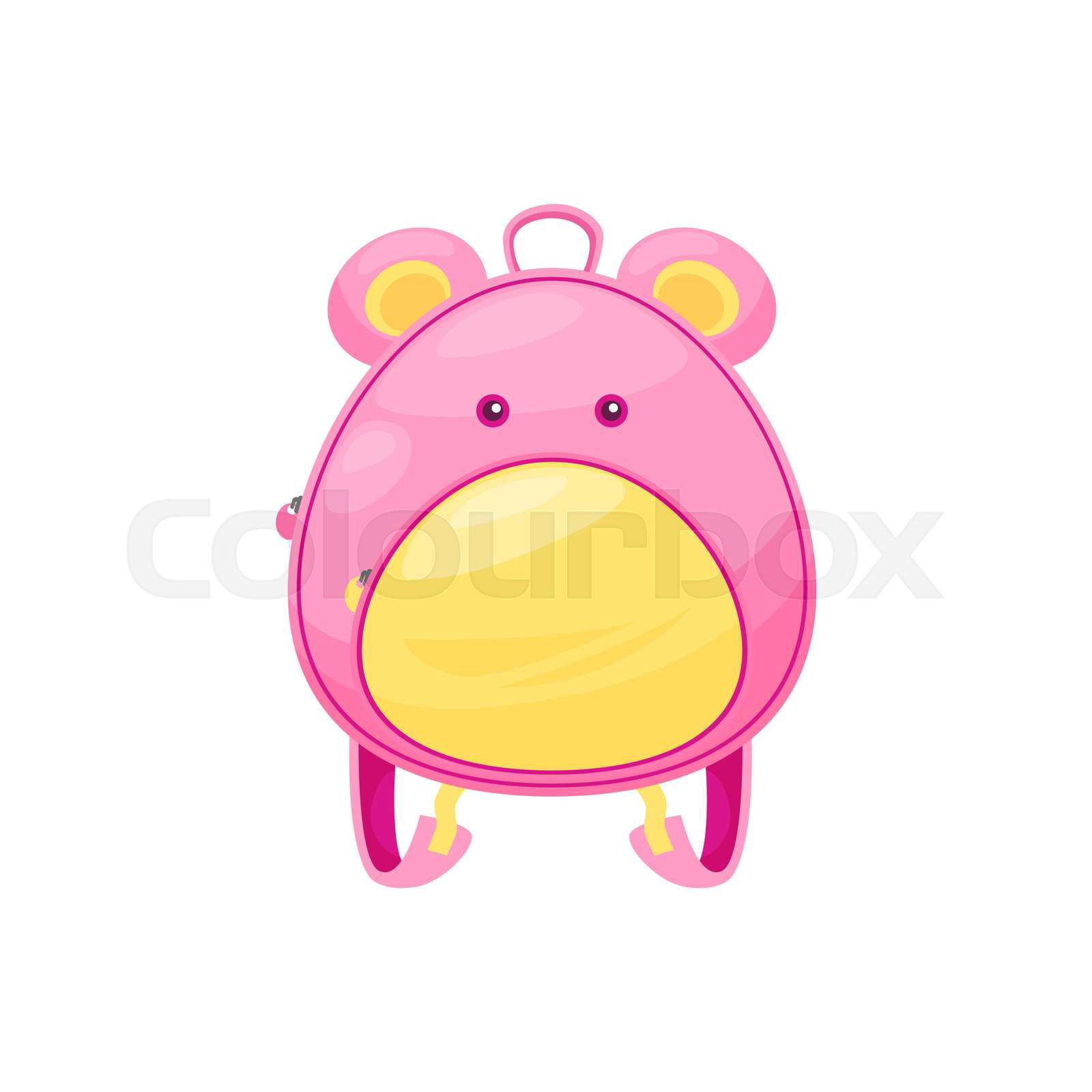 Kids schoolbag isolated vector icon cute cartoon rucksack w Colourbox