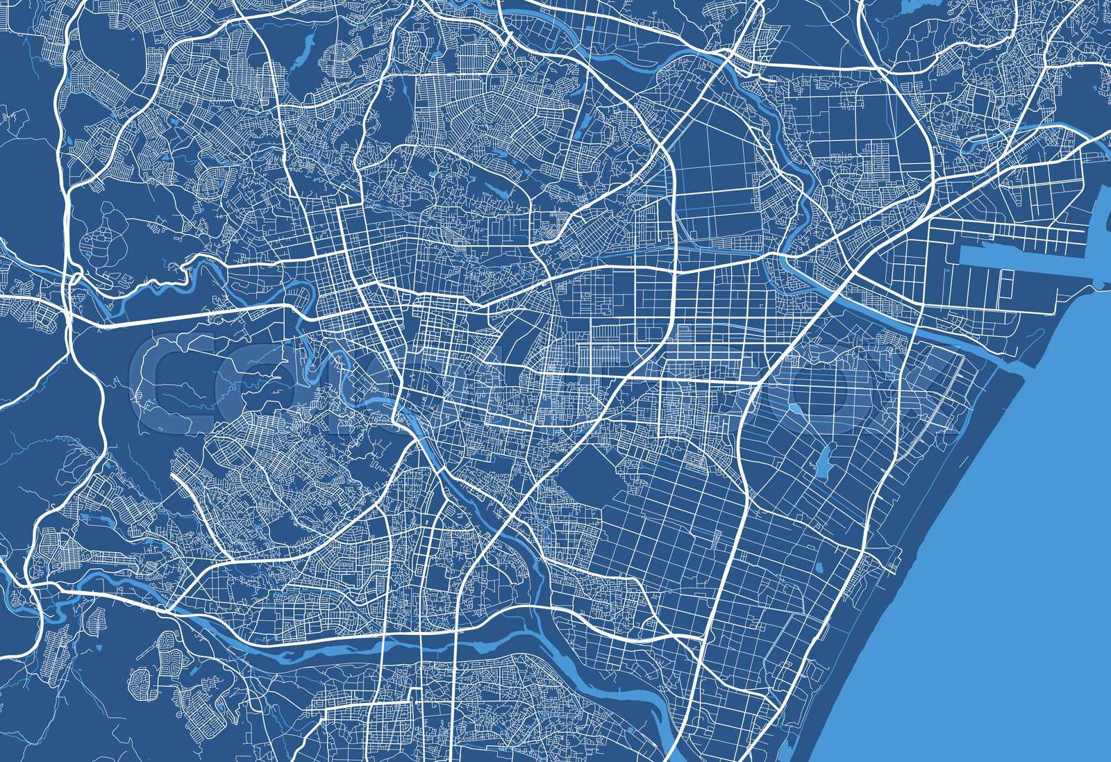 Tokyo map. Detailed map of Tokyo city administrative area. C