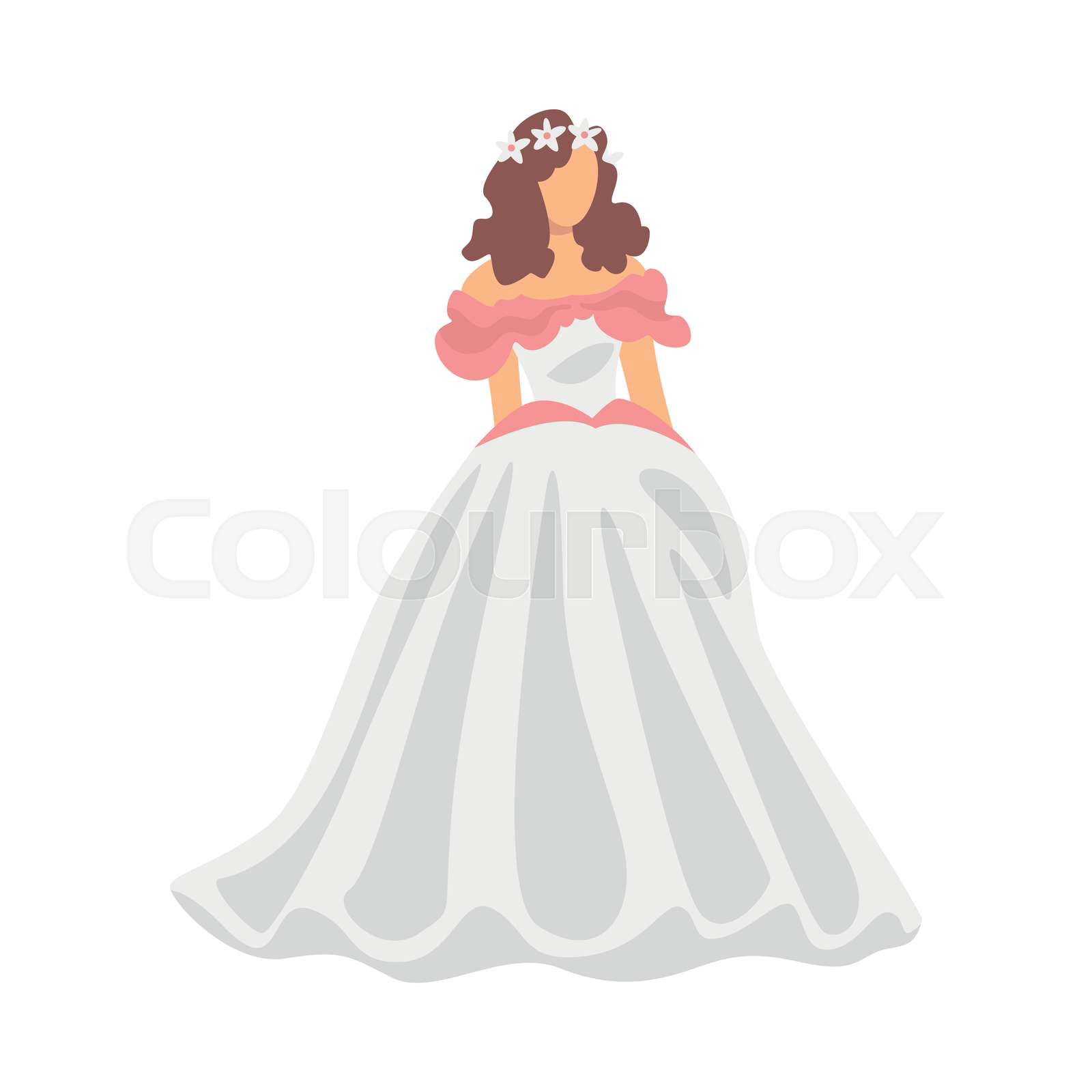 Bride in White Wedding Dress Standing as Newlywed or Just Ma Colourbox