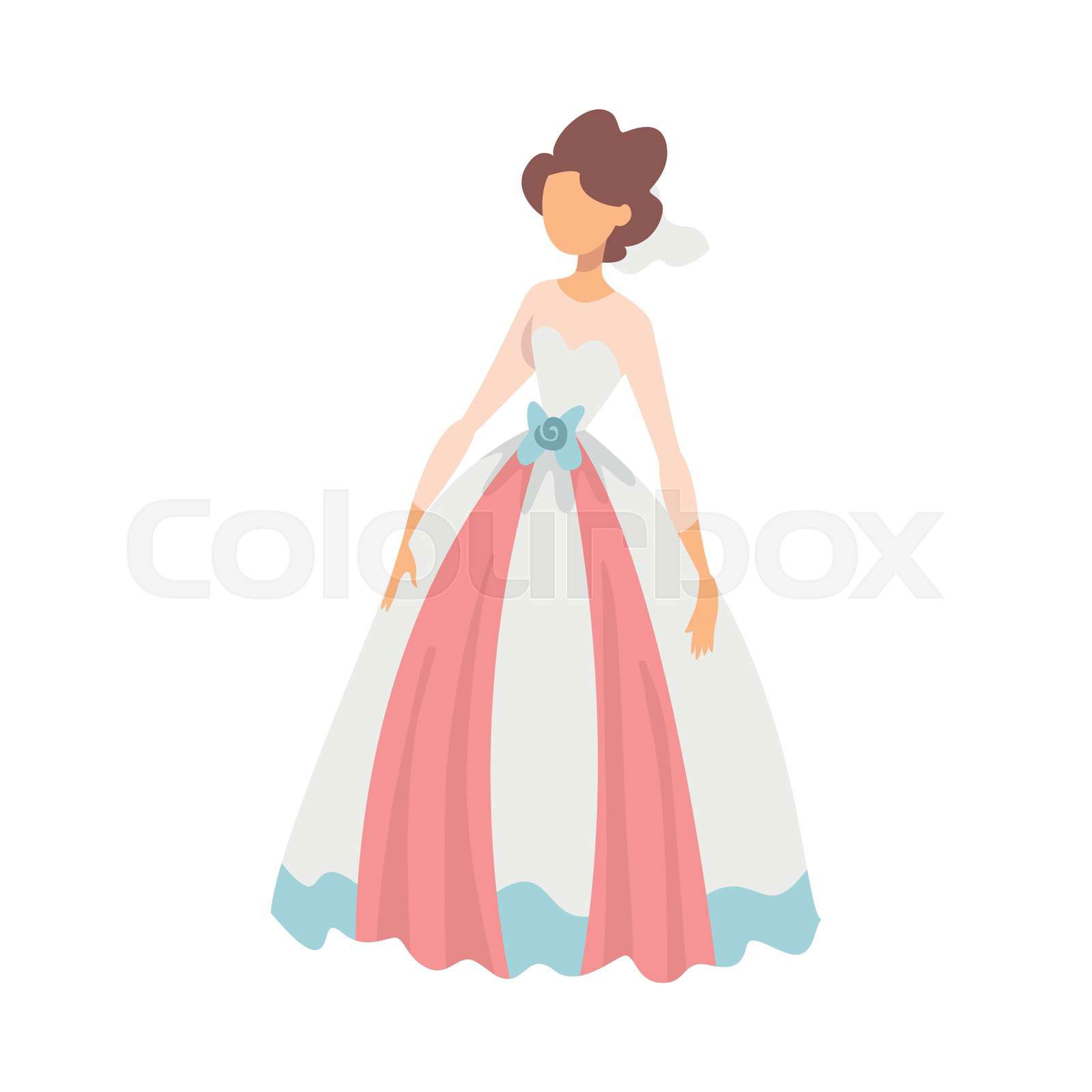 Bride in White and Pink Wedding Dress Standing as Newlywed o Colourbox