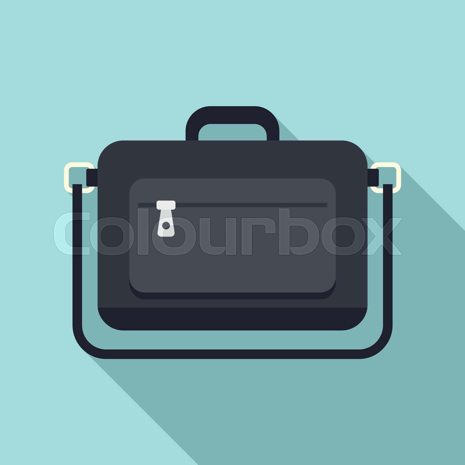 Modern laptop bag icon flat vector. Backpack case. Strap bag Colourbox