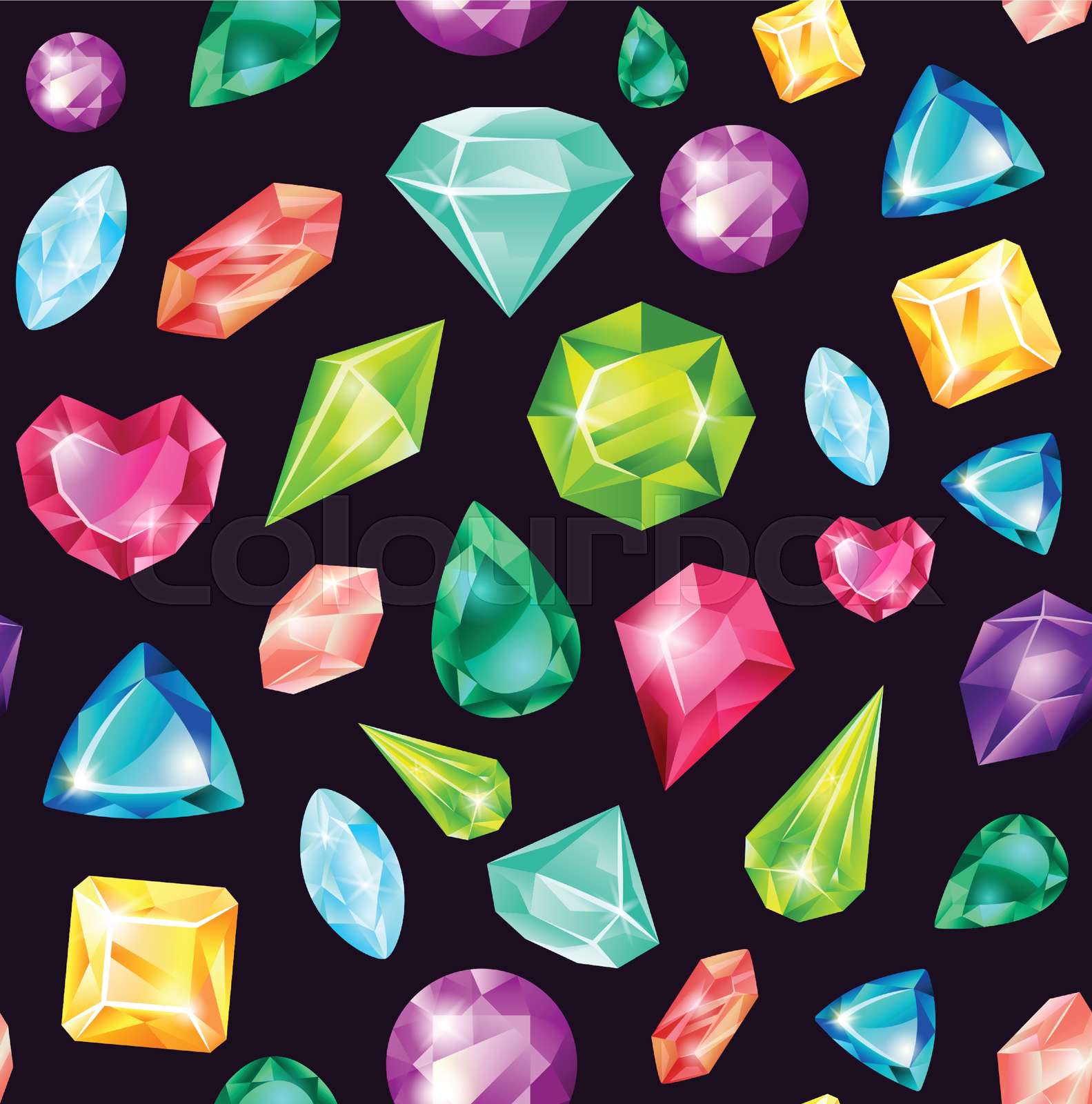 Abstract crystals. Magic jewel stones with rainbow reflectio Colourbox