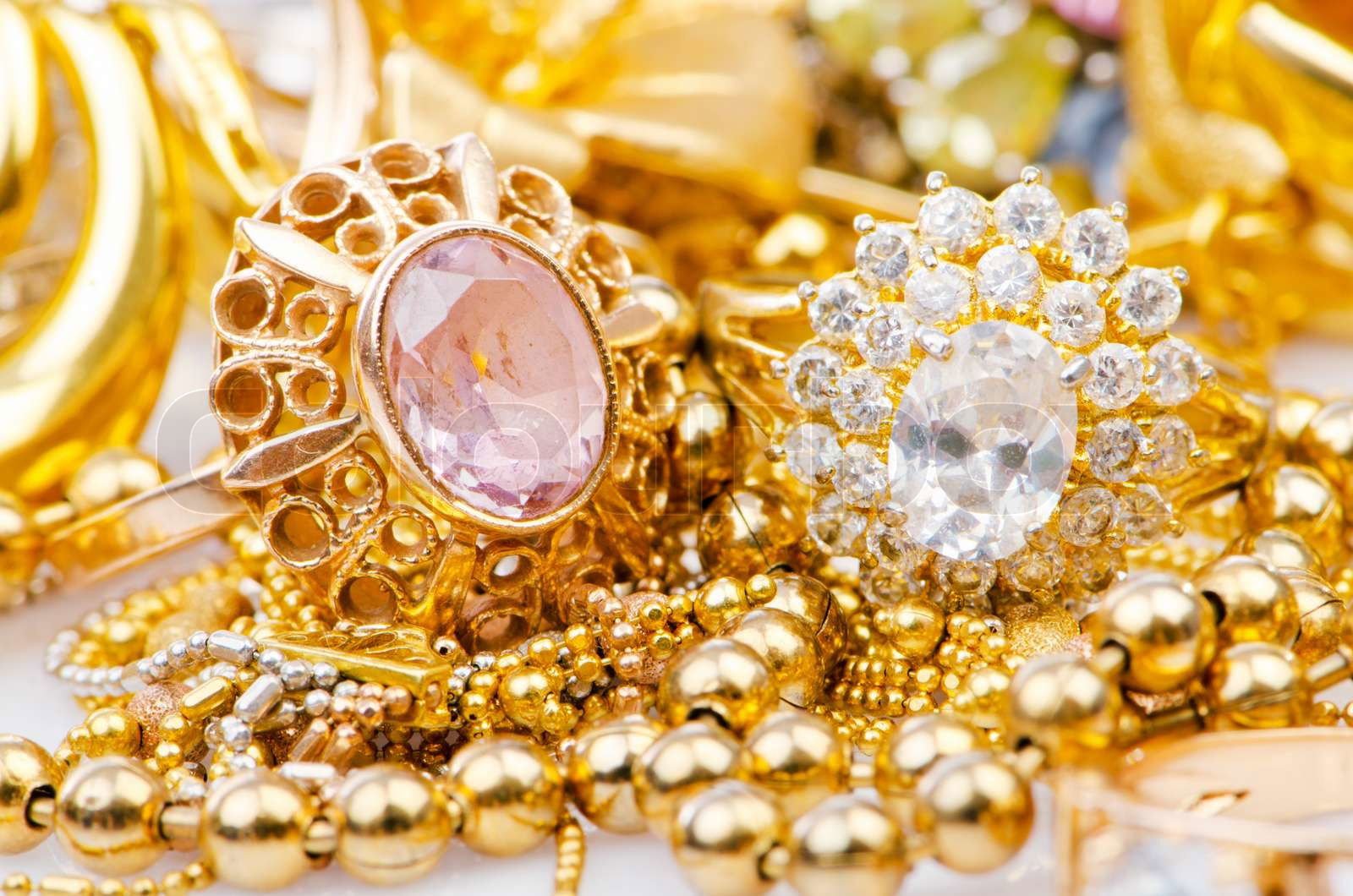 Lots of jewellery on white Colourbox