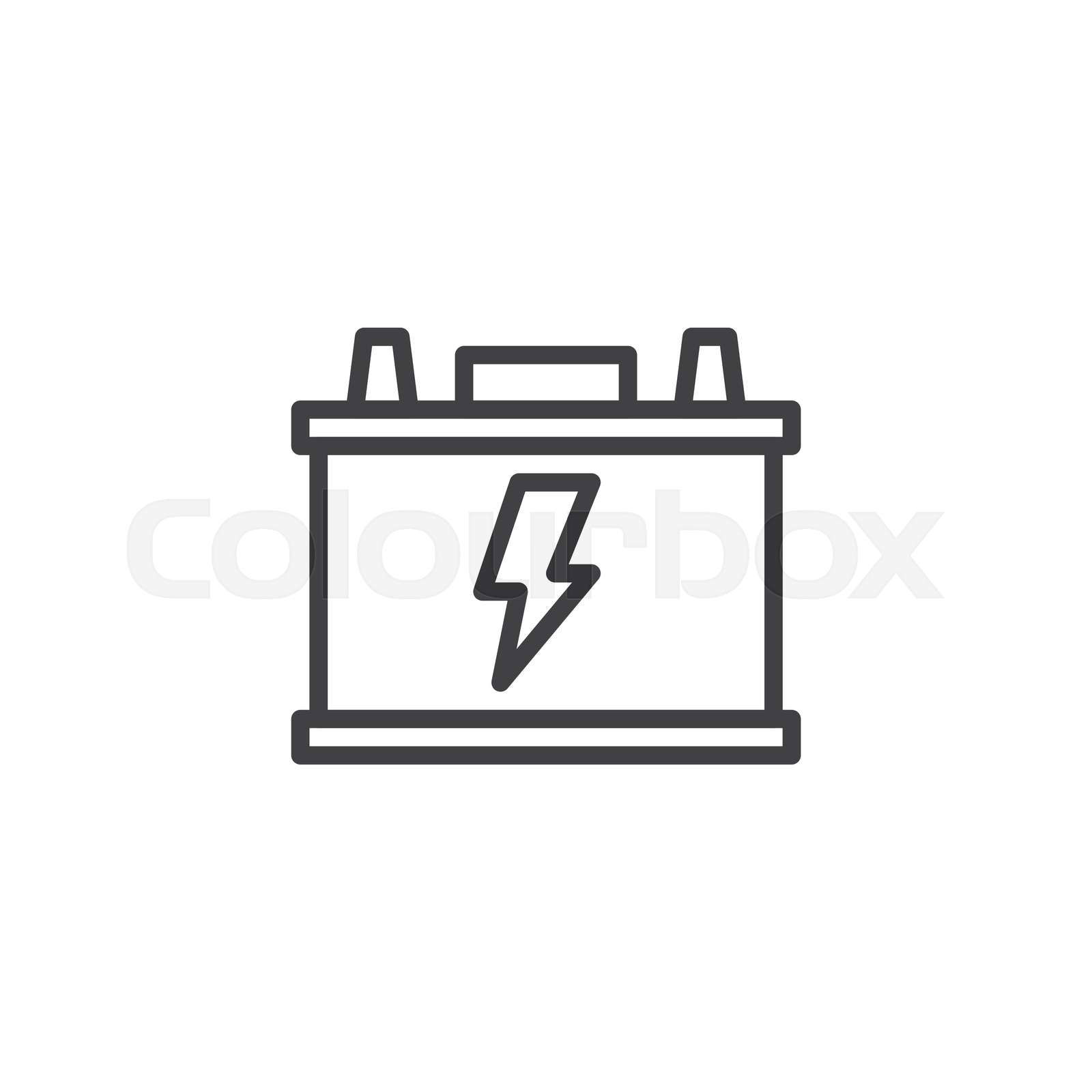 Car battery line icon. linear style sign for mobile concept Colourbox