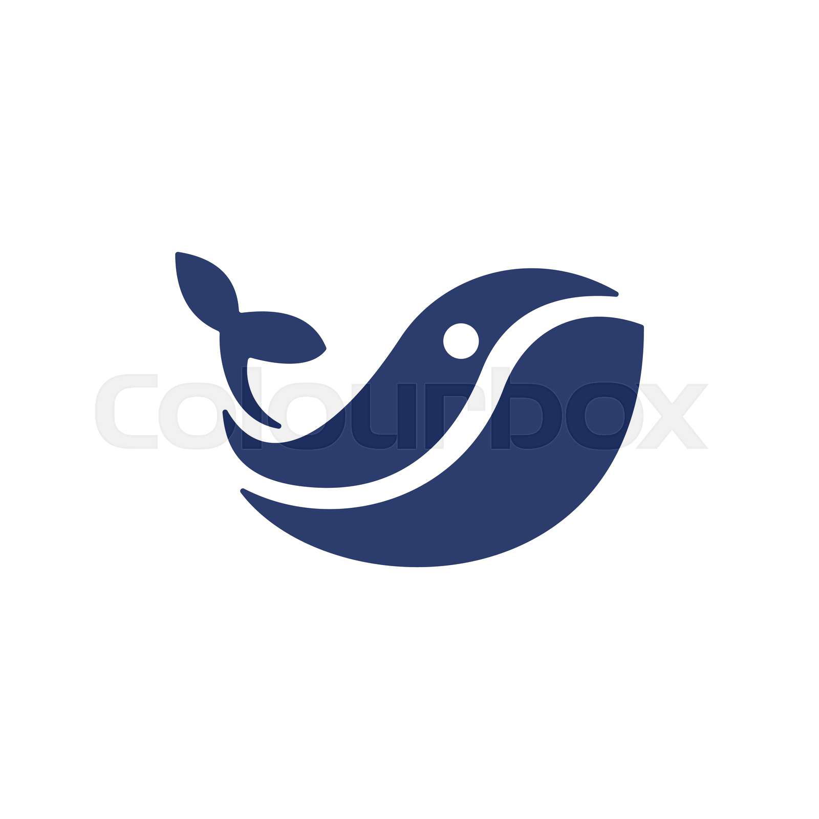 Whale swimming minimalist modern logo Colourbox