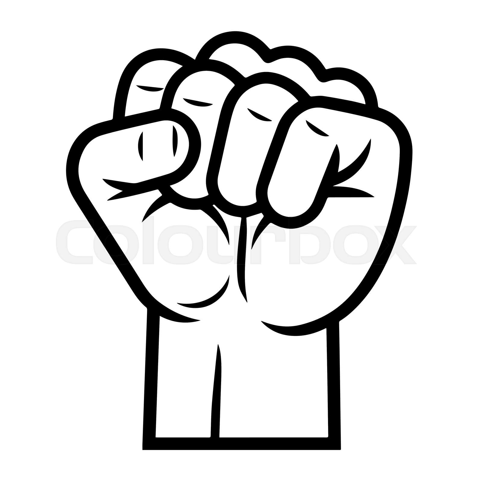 Minimalist vector depiction of fist teamwork outline perfec colourbox