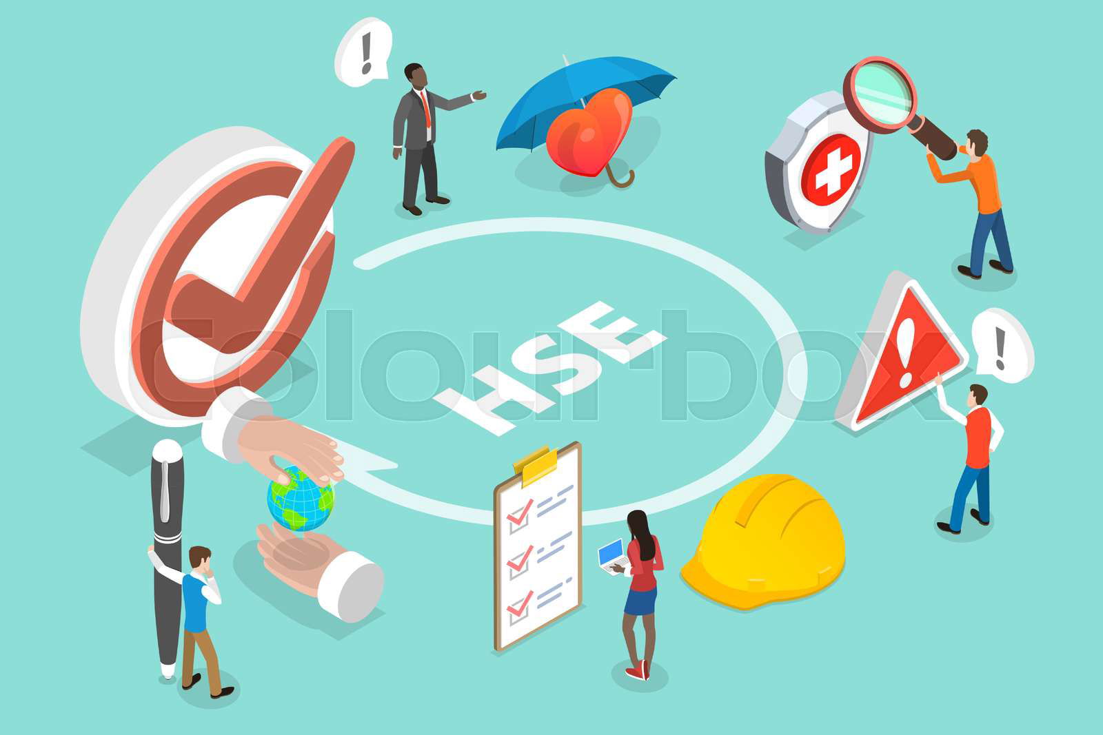 3D Isometric Flat Vector Conceptual Illustration of HSE stan Colourbox