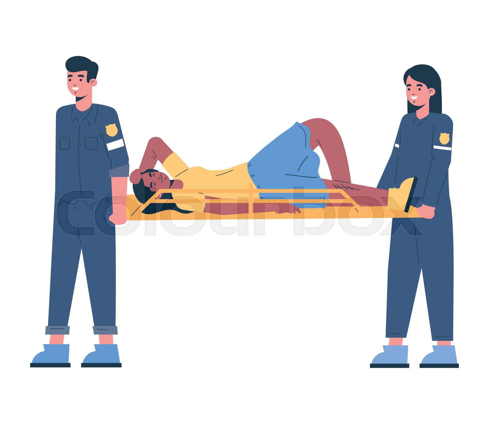 First aid to injured person on stretcher isolated Colourbox