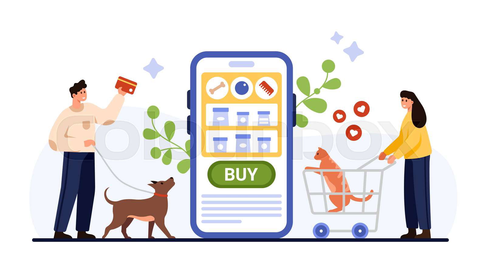 Buying goods for dogs in online store using mobile app in ph Colourbox