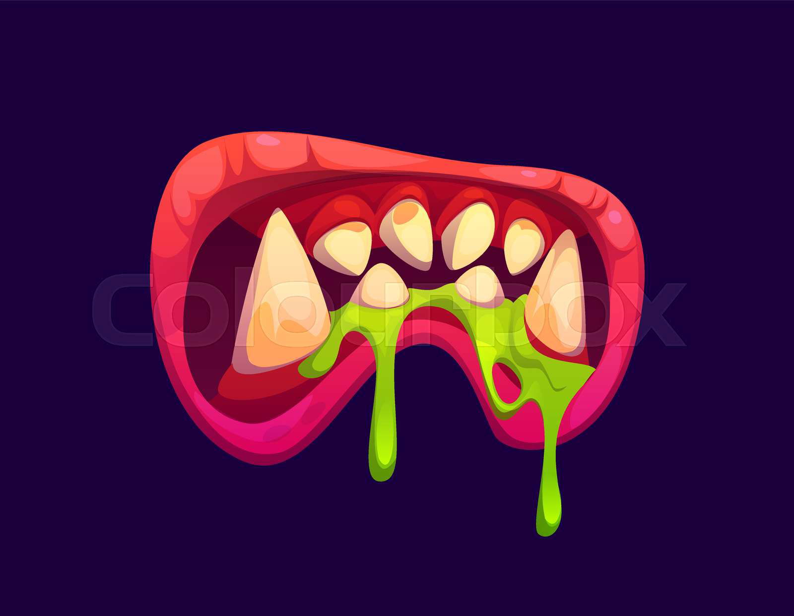 Halloween monster mouth with drool jaws and saliva tongue fo Colourbox
