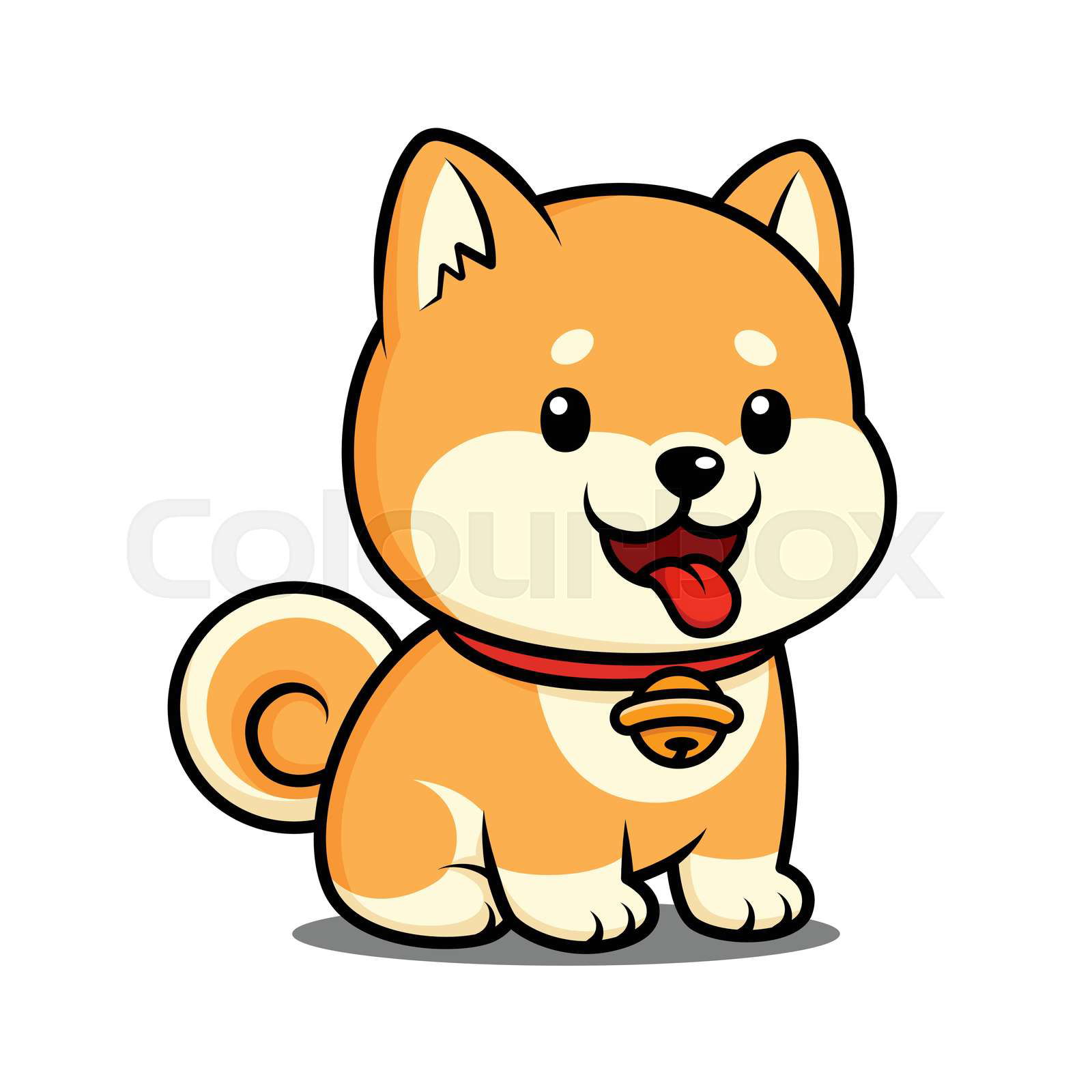 Cute Shiba Inu Dog Cartoon Character Walking Colourbox